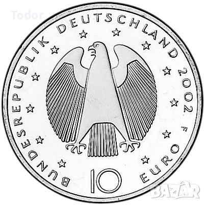 10 евро 2002 г.Германия, 180 грама сребро, снимка 1 - Нумизматика и бонистика - 45351038