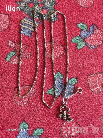 Сребърен синджир с висулка. 49см. Цена 23,99лв. За Севлиево безплатна доставка.