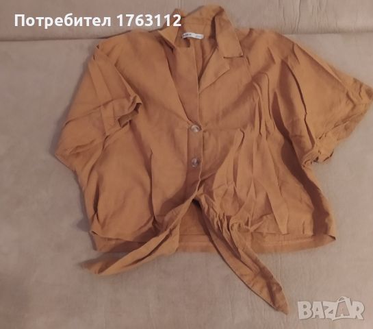 Pull and bear къса ленена ризка, M размер, обличана веднъж , снимка 1 - Ризи - 46200791