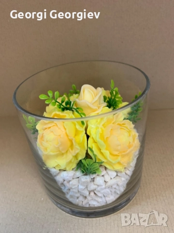 цветя изработени с глицеринов ароматен сапун и Българска роза Стара Загора,бивше кино Септември, снимка 10 - Декорация за дома - 52499816