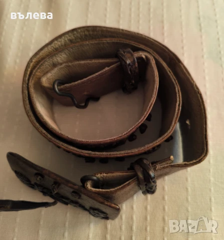 Колан кожен дамски и кожена гривна , снимка 2 - Колани - 51311904