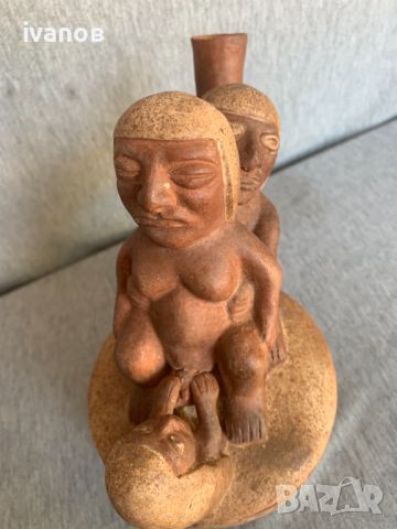 Moche Peruvian Huaco еротична керамика, снимка 5 - Статуетки - 46436994