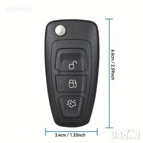 Калъф за ключ FORD с 3 бутона и острие за Focus Mondeo C-Max Ranger Transit Fiesta и др, острие HU10, снимка 3 - Аксесоари и консумативи - 53458149