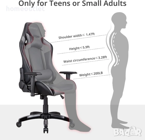 ПРОМОЦИЯ Геймърски / офис стол с ергономичен дизайн ZENEZ HL-W (YIZI), снимка 6 - Столове - 52838733