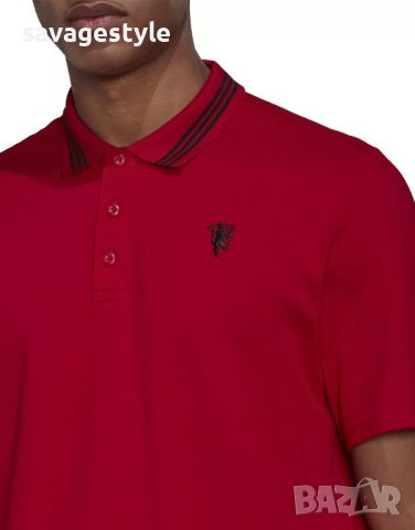 Мъжка тениска ADIDAS x Manchester United Polo Red, снимка 3 - Тениски - 46186379