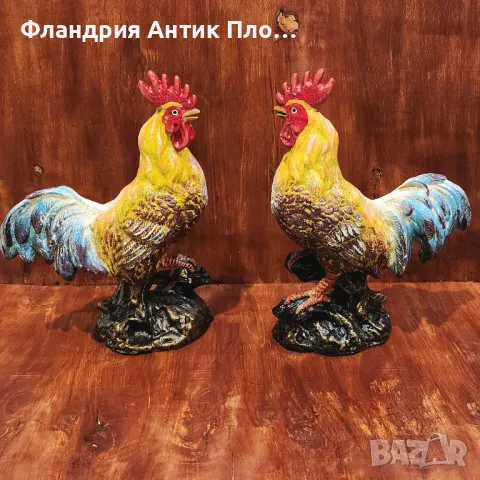 Декоративна статуетка на петел от чугун – ръчно оцветена, снимка 4 - Статуетки - 49644915