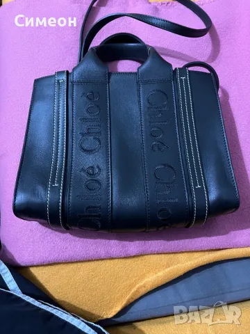 Чанта CHLOÈ SMALL WOODY TOTE BAG IN BLACK, снимка 2 - Чанти - 47764818