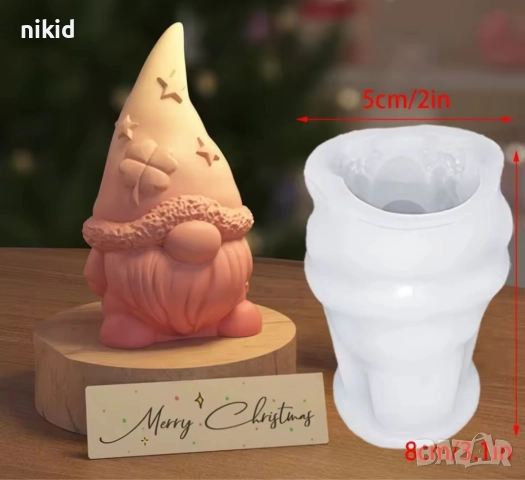 3D Джудже Гном с детелина цвете силиконов молд форма шоколад гипс смола свещ декор, снимка 3 - Форми - 51884847