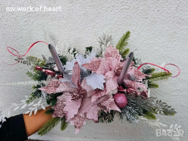 Нежен Коледен свещник , снимка 3 - Коледни подаръци - 52392842