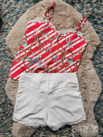 Alessa бели къси панталонки с дантела, размер S, Alesa, снимка 3 - Къси панталони и бермуди - 53879031