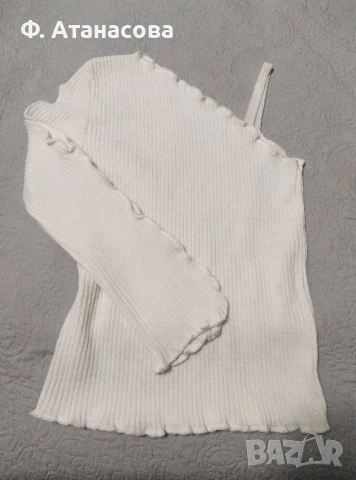 Страхотен дамски летен пуловер уникат, бял, размер С, снимка 5 - Блузи с дълъг ръкав и пуловери - 51275180