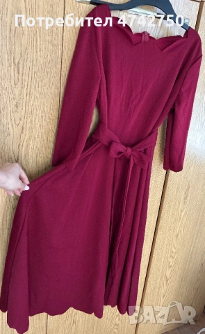 Виненочервена рокля, снимка 4 - Рокли - 53835288