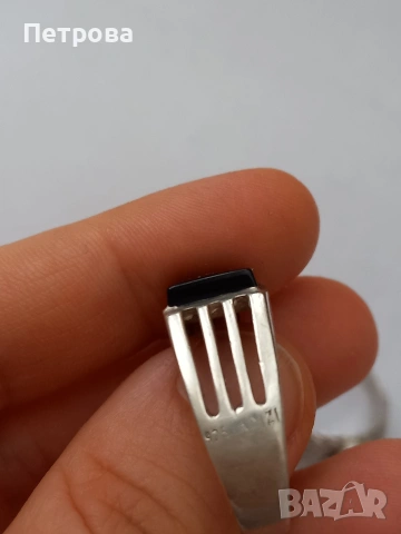 Три сребърни мъжки пръстена с черен камък, снимка 9 - Пръстени - 53887608