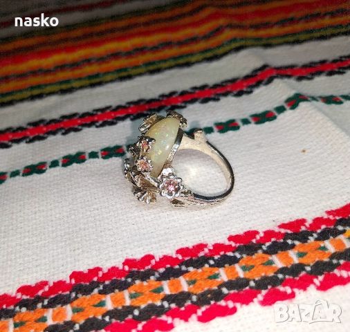Дамски флорален пръстен, снимка 3 - Антикварни и старинни предмети - 46456562