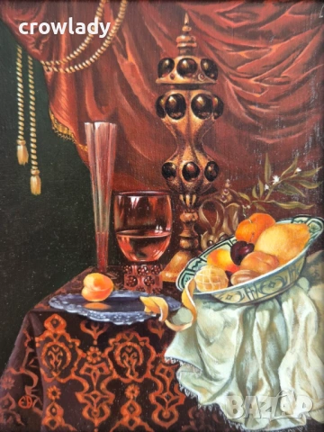 Ева Богданова Димитрова Натюрморт Уникална миниатюра 1990те, снимка 3 - Картини - 53096334