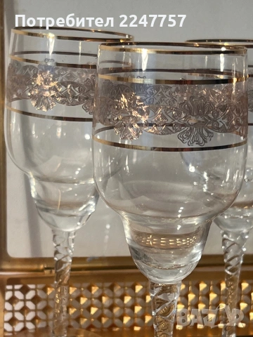 Кристални чаши с 24К , снимка 6 - Чаши - 54023330