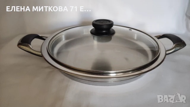 АМС масивен плитък голям тиган за индукция отличен, снимка 2 - Съдове за готвене - 50611010