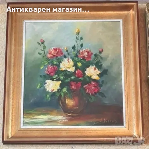 Натюрморт – букет от рози. , снимка 2 - Картини - 49945479