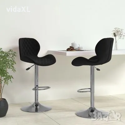 vidaXL Бар табуретки, 2 бр, черни, кадифе（SKU:334908）, снимка 2 - Дивани и мека мебел - 49391192