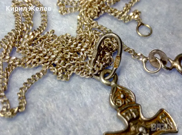 СТАРО РУСКО ПРАВОСЛАВНО СРЕБЪРНО РАЗПЯТИЕ КРЪСТ СРЕБРО 925 с 2 МАРКИРОВКИ и СРЕБЪРНА ВЕРИЖКА 40046, снимка 4 - Антикварни и старинни предмети - 50180881