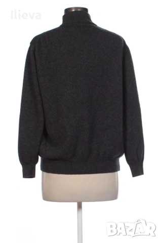 Класически пуловер с поло яка от вълна и кашмир Osvaldo Bruni тъмно сив, размер L, снимка 2 - Блузи с дълъг ръкав и пуловери - 53861384
