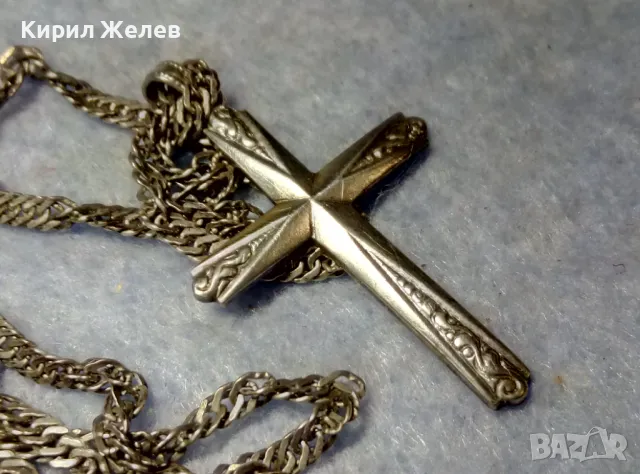 СТАР ОРНАМЕНТИРАН СРЕБЪРЕН КРЪСТ СРЕБРО 835 N с СРЕБЪРНА ВЕРИЖКА СРЕБРО 900 МАЙСТОРСКА РАБОТА 50113