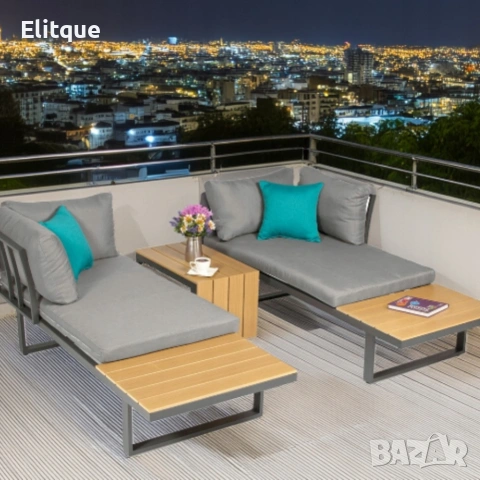 Градински комплект KANZA - модулен ъглов диван от алуминий с удобни възглавници и маса, снимка 4 - Други стоки за дома - 53326270