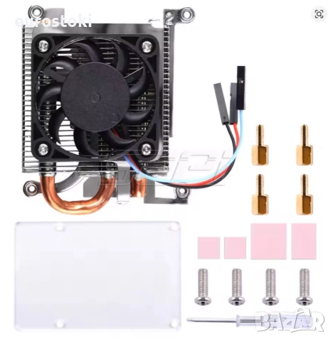 52Pi ултратънък ICE охладител на процесора тип кула за Raspberry Pi 4 Модел B, нископрофилен охладит