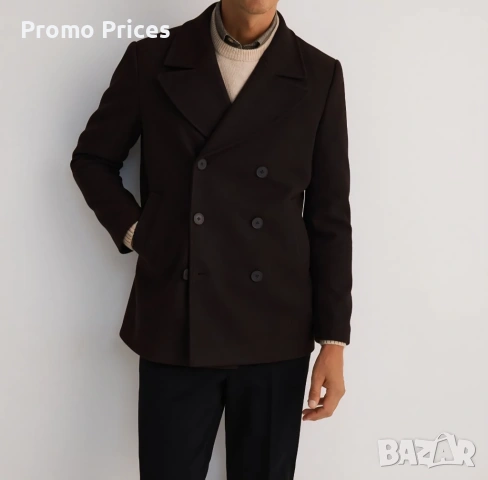 Мъжко късо пълто + шал бордо, снимка 3 - Палта - 53463308