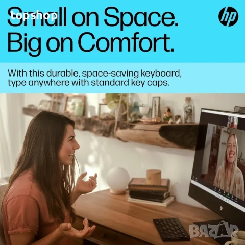 НОВА Компактна Bluetooth клавиатура HP 350, до 3 устройства чрез Bluetooth 5.2, Multi-OS..., снимка 12 - Клавиатури и мишки - 50555885