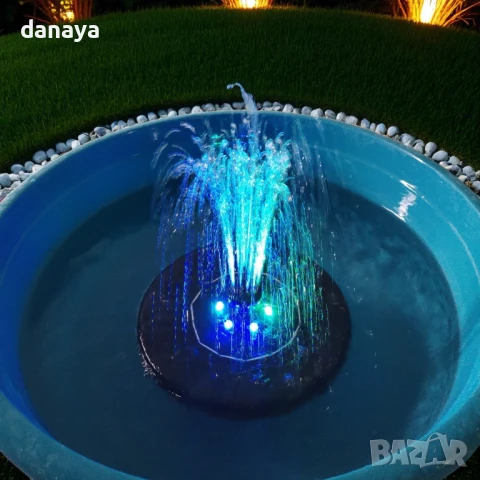 5977 Светещ соларен фонтан с лед светлини, снимка 6 - Градински мебели, декорация  - 50830460
