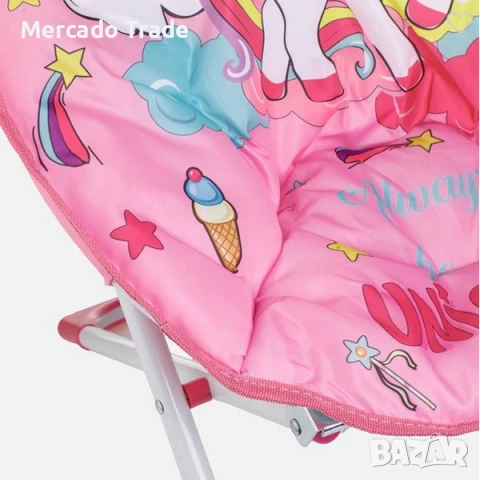 Детски стол-фотьойл Mercado Trade, За плаж, Розов, Еднорог, снимка 5 - Мебели за детската стая - 53967224