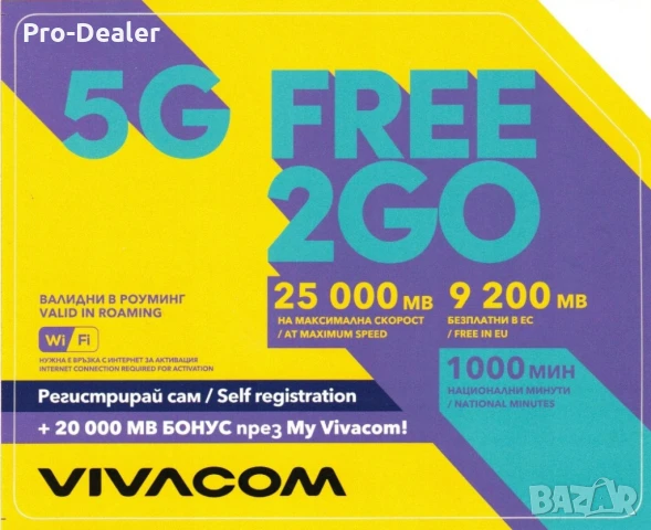 Регистрирай сам предплатена сим карта Виваком FREE2GO e-Sim Self-Register SIM Card Vivacom 