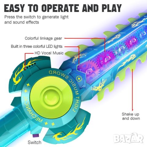 Детски, светлинен и звуков меч, снимка 3 - Други - 45790557
