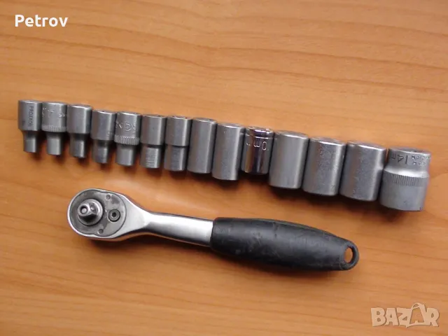 1/4" Тресчотка + 14 вложки (камъни) 4 - 14 mm  - Внос от Германия, снимка 8 - Гедорета - 38687732