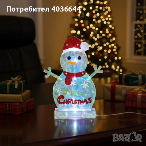 LED светещ снежен човек Merry Christmas