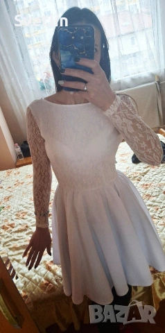 Нова бяла рокля Хс, снимка 3 - Рокли - 53525318