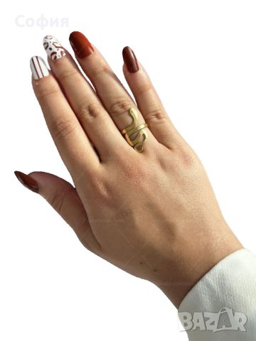 Хубав дамски златист пръстен тип змия от медицинска стомана, снимка 13 - Пръстени - 45454716