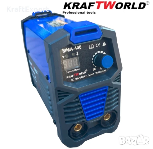 Инверторен Електрожен 400А KraftWorld + Соларни Очила – с Дисплей, Куфар, Кабели, Маска, Чукче, снимка 3 - Куфари с инструменти - 50641307