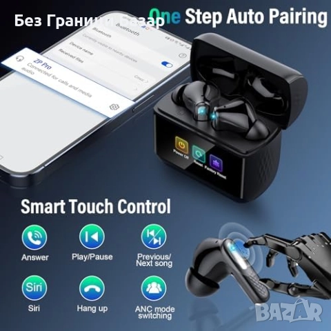 Нови Безжични Bluetooth слушалки с екран ANC ENC шумопотискане 48 часа, снимка 8 - Bluetooth слушалки - 52828116