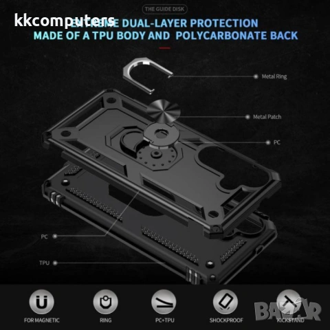 Shockproof Калъф за Samsung S26 5G - TPU+PC, 360° Въртящ се пръстен, 7 цвята, снимка 9 - Калъфи, кейсове - 53854364