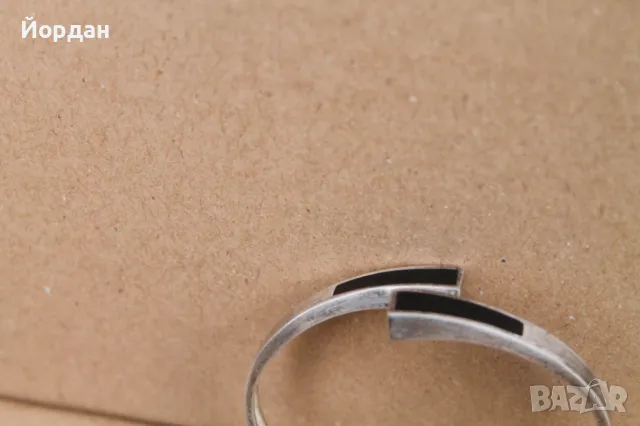 Дамска сребърна гривна с оникс, снимка 2 - Гривни - 49771309