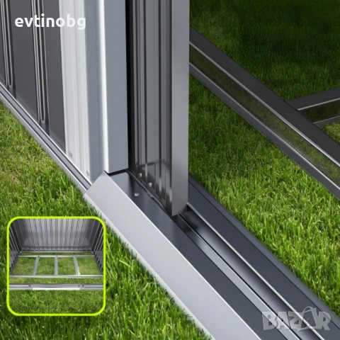 Метална градинска къща за инструменти с вентилация и заключване - 277 × 299 × 192 см, снимка 4 - Градински инструменти - 53895665