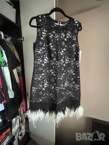 Donna Karan NY black label Runway Мини рокля с пера, М, снимка 2 - Рокли - 45878561