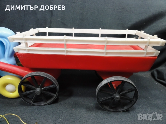 СТАРА РЕТРО СОЦ УНГАРСКА ПЛАСТМАСОВА ИГРАЧКА КОН С КАРУЧКА DMSZ, снимка 3 - Колекции - 52752841