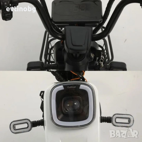 Електрически велосипед motor9 48V12AH – Максимална скорост 45 км/ч, 500W мотор, вакуумни гуми, бял/ч, снимка 3 - Велосипеди - 53836975