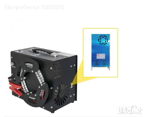 Преносим PCP въздушен компресор за високо налягане 300Bar. 12/220В., снимка 7 - Газово оръжие - 53600826