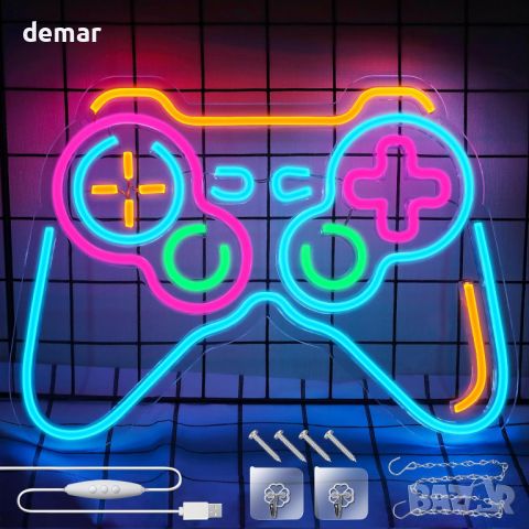 Eufrozy Game Neon Sign - Димируем геймърски LED неонов знак с акрилна дъска, захранван от USB, снимка 1 - Лед осветление - 45656793