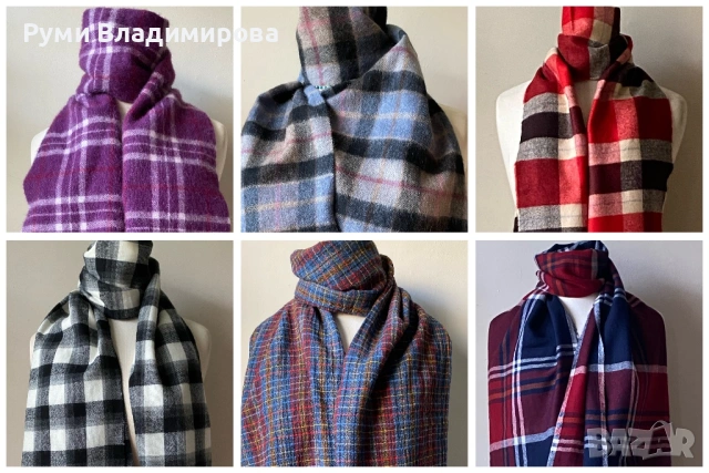 Мъжки, кариран шал от 100 % кашмир/ вълна