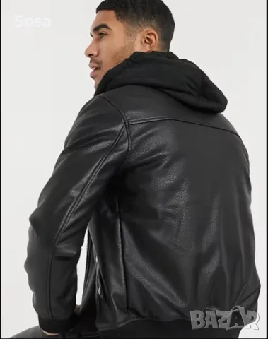 Kожен бомбър/яке River Island, размер S, черен цвят, снимка 10 - Якета - 50127148